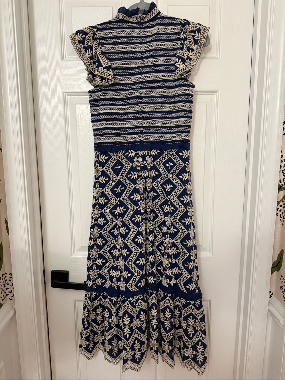 Sea New York Navy and Cream Embroidered Midi Dress - Picture 3 of 4